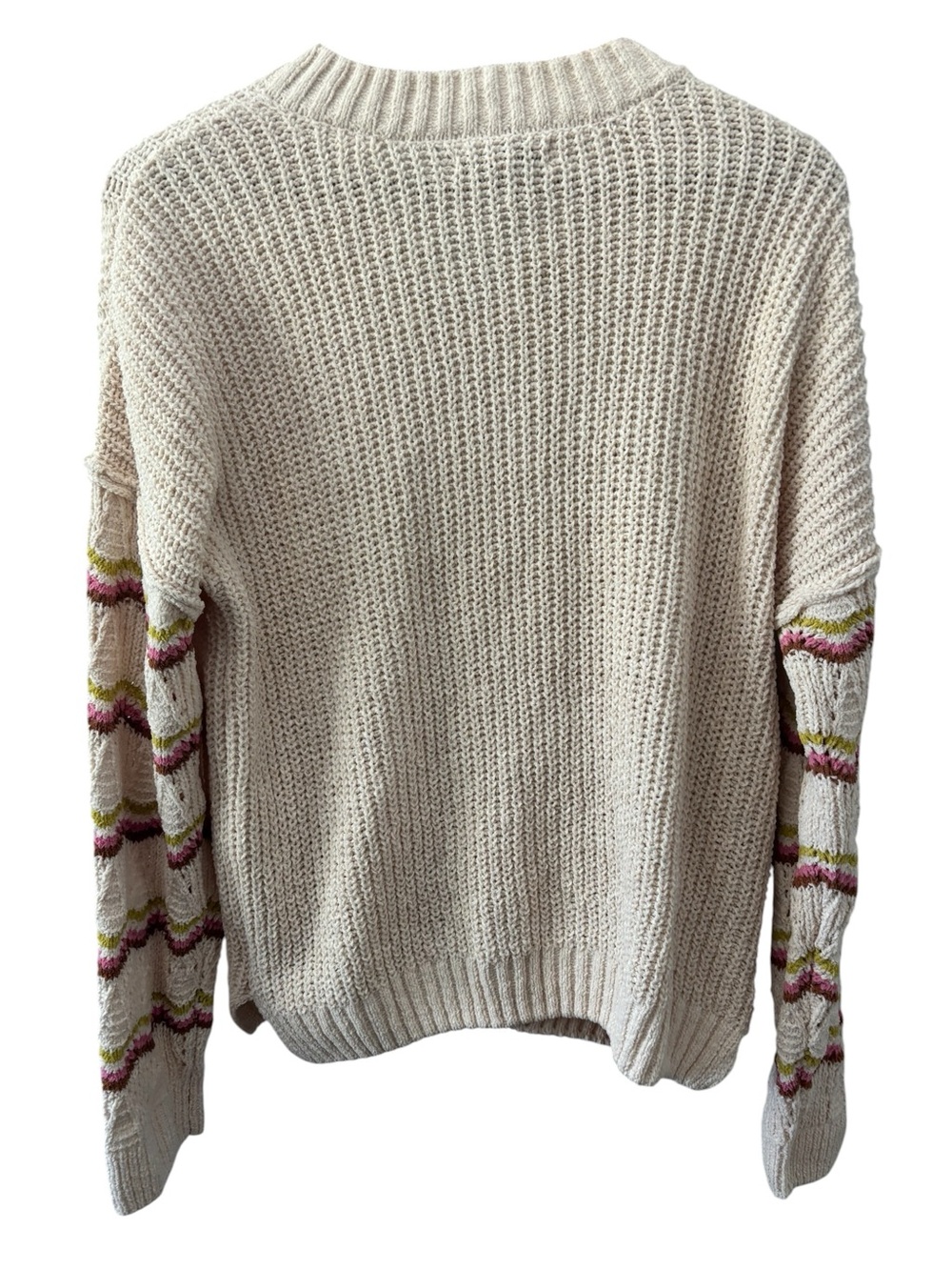 Francescas V-Neck Sweater Striped‎ Size Large NWT Chunky Open Knit Soft Sweater - Picture 7 of 7